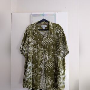 Margaritaville Olive Tropical Print Hawaiian Shirt